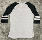 NHL Anaheim Ducks Women’s Medium Raglan 3 Qtr Sleeve Shirt Gray Black Fan Gear M