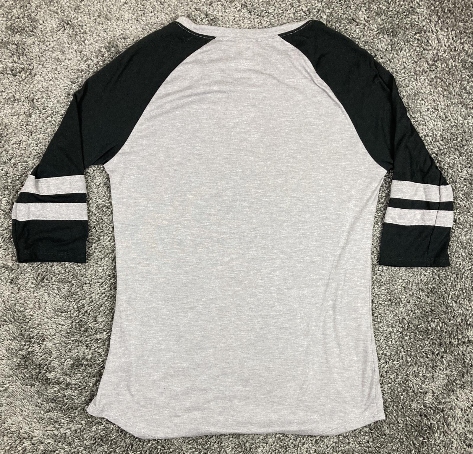 NHL Anaheim Ducks Women’s Medium Raglan 3 Qtr Sleeve Shirt Gray Black Fan Gear M