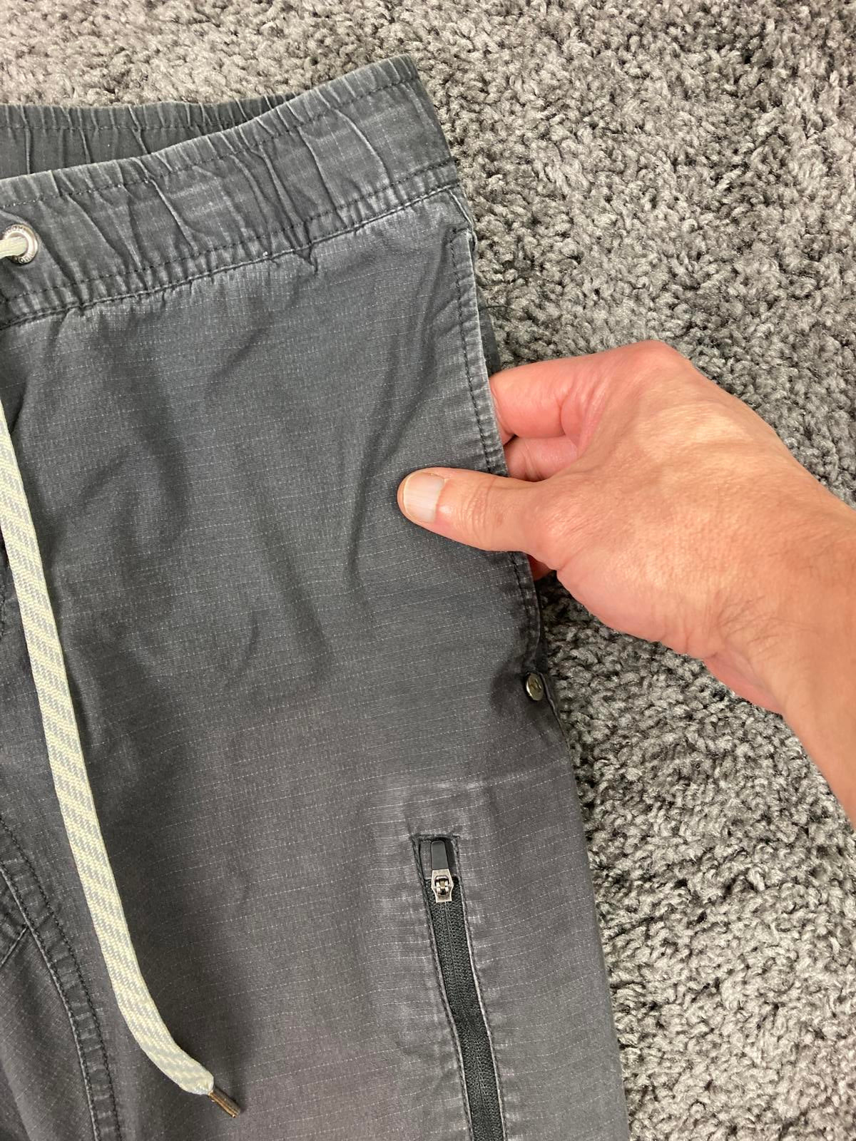 Vuori Ripstop Climber Pants Mens Gray Tapered Leg Stretch Cotton Sz Medium