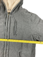 Vintage Anchor Blue Sherpa Lined Full Zip Hoodie Men's Gray Heavyweight Sz L