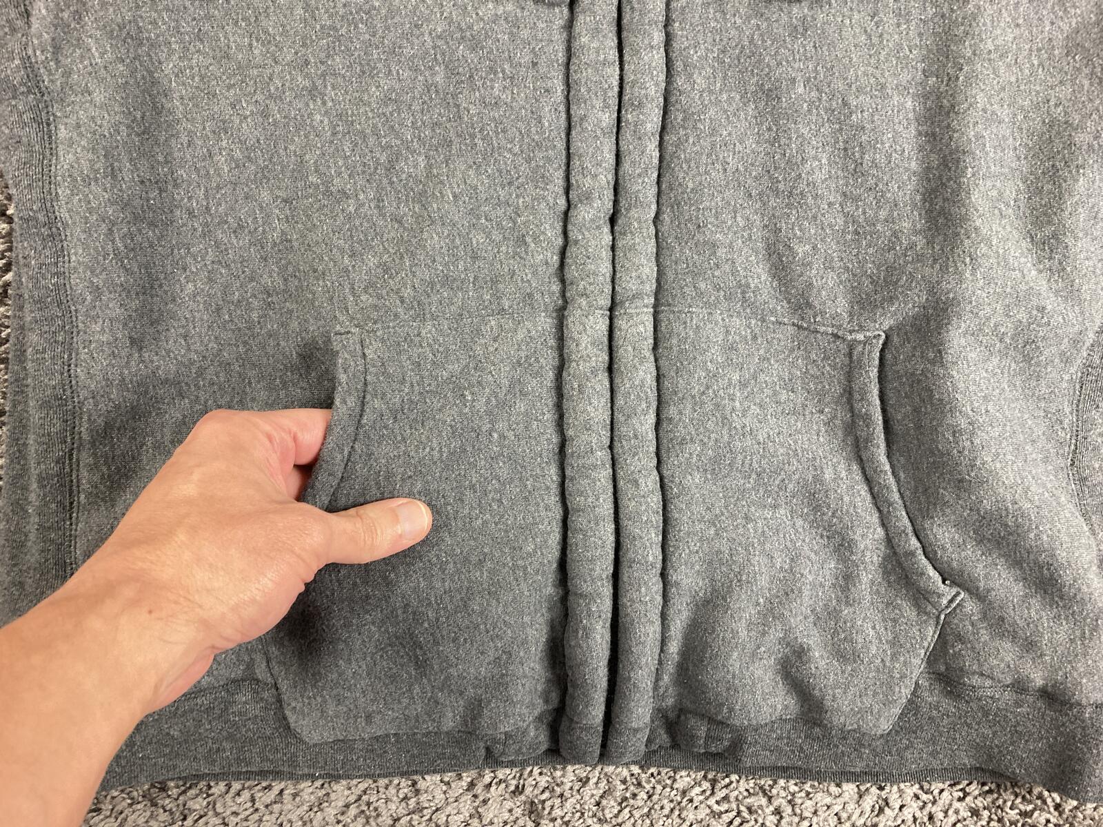 Vintage Anchor Blue Sherpa Lined Full Zip Hoodie Men's Gray Heavyweight Sz L