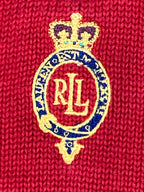 VTG Lauren Jeans Co Ralph Lauren Red Knit Sweater Crown Crest Logo P/L Petite