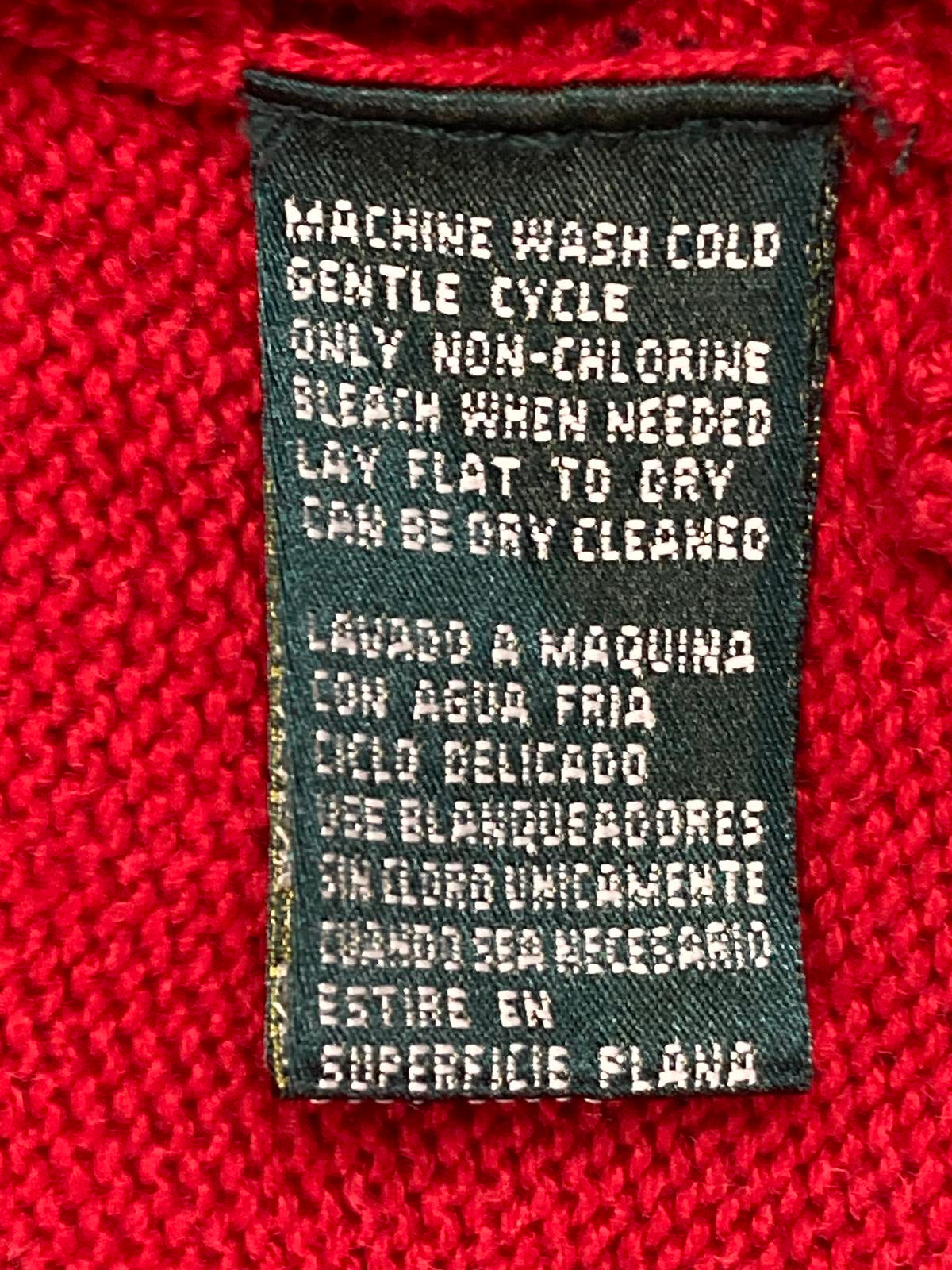 VTG Lauren Jeans Co Ralph Lauren Red Knit Sweater Crown Crest Logo P/L Petite