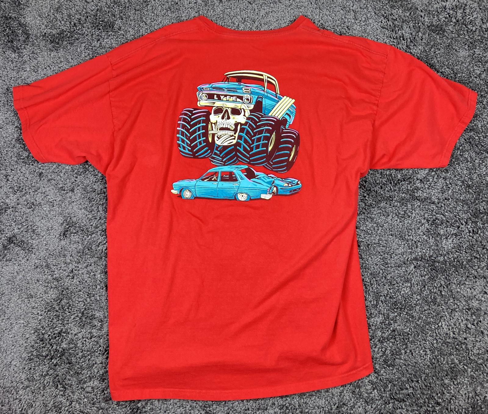 Shreddy Lyfe Red Monster Truck Skull Crusher Graphic T-Shirt Men’s Sz 3XL