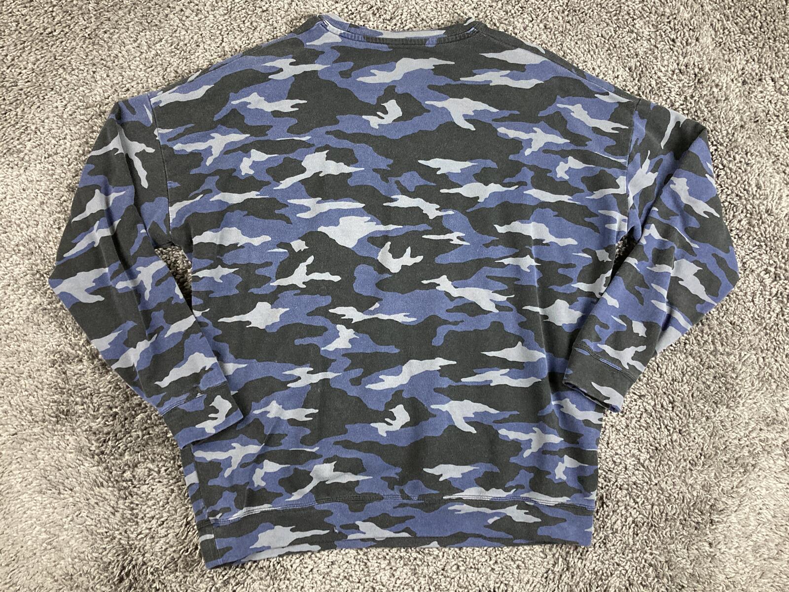 Athleta Studio To Street Balance Pullover Sweatshirt Women's Blue Camo Sz L