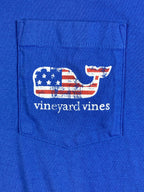 Vineyard Vines T-Shirt Mens Blue American Flag Whale Short Sleeve Pocket  Sz M
