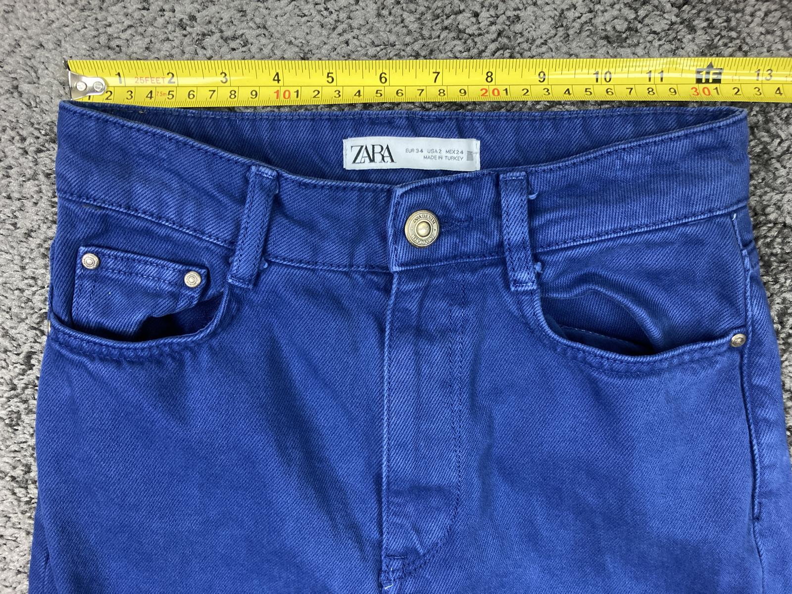 Zara Jeans Women's Blue High Rise Wide Leg Full Length 100% Cotton Size 2