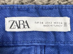 Zara Jeans Women's Blue High Rise Wide Leg Full Length 100% Cotton Size 2