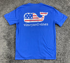 Vineyard Vines T-Shirt Mens Blue American Flag Whale Short Sleeve Pocket  Sz M