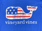Vineyard Vines T-Shirt Mens Blue American Flag Whale Short Sleeve Pocket  Sz M