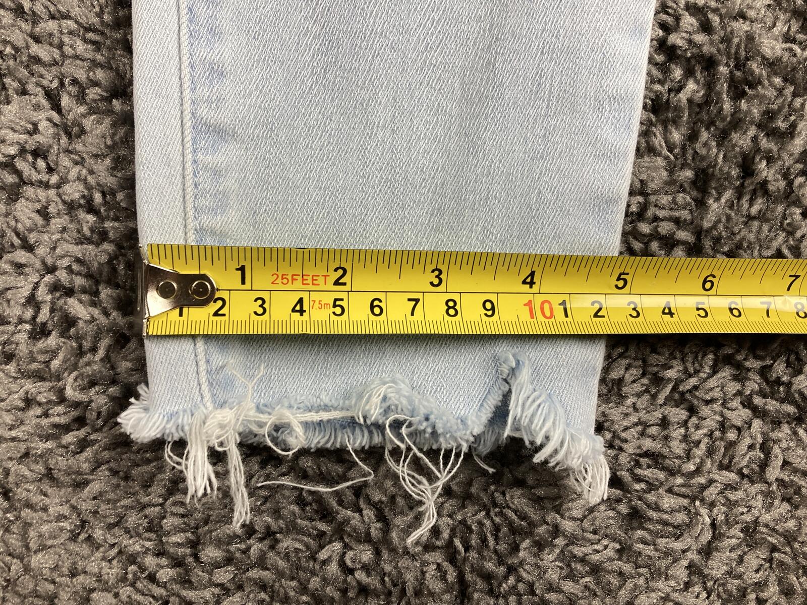 PAIGE Hoxton Ankle Jeans Roar Destructed Light Wash Blue Distressed Raw Hem 25