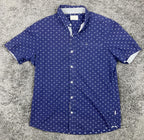 7Diamonds Atlas Short Sleeve Button Shirt Men’s Blue Pattern Size L