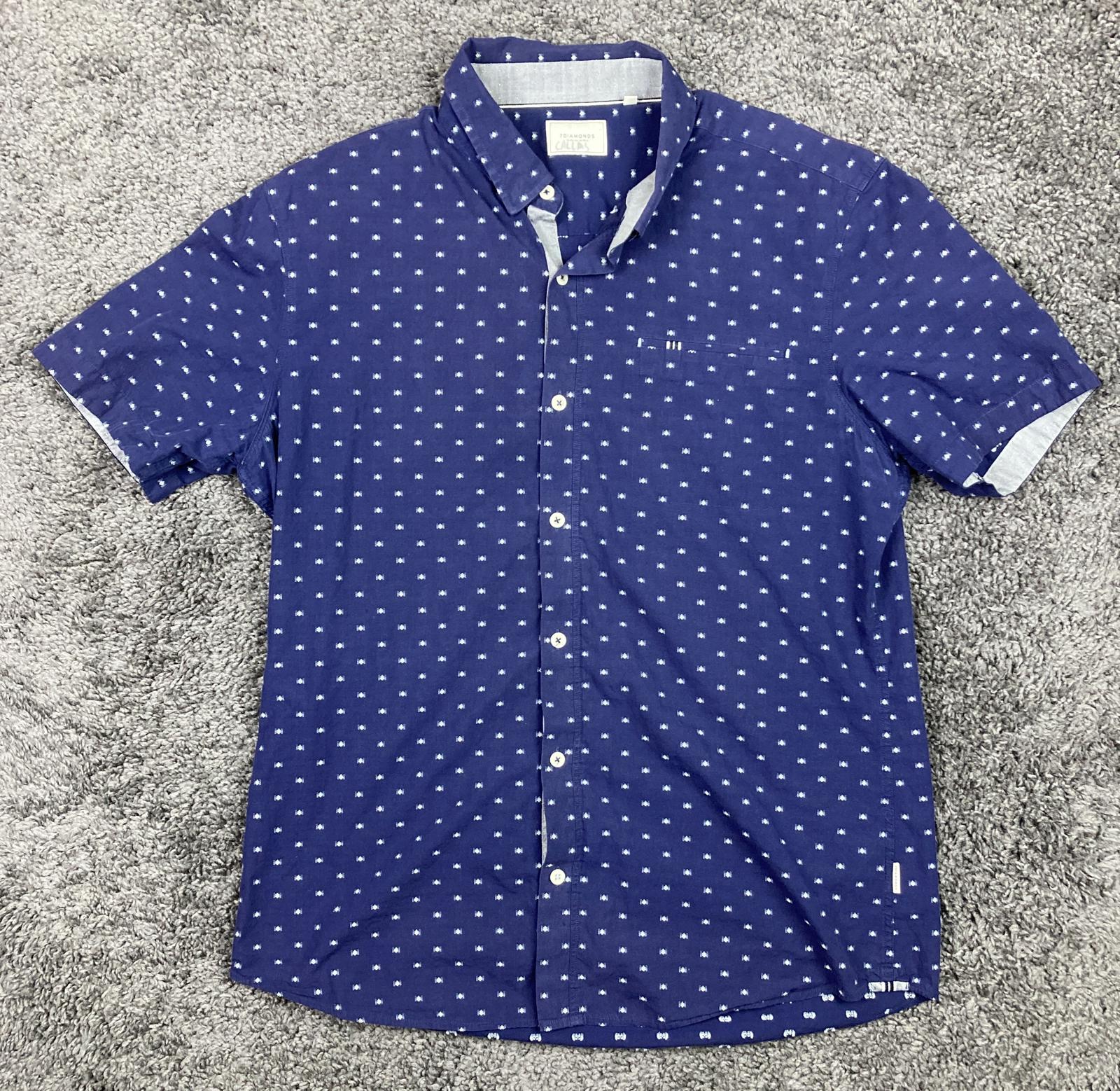 7Diamonds Atlas Short Sleeve Button Shirt Men’s Blue Pattern Size L