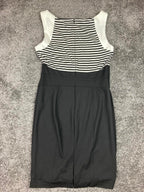 White House Black Market Dress Striped Keyhole Sheath Women’s Sz 14 Black White