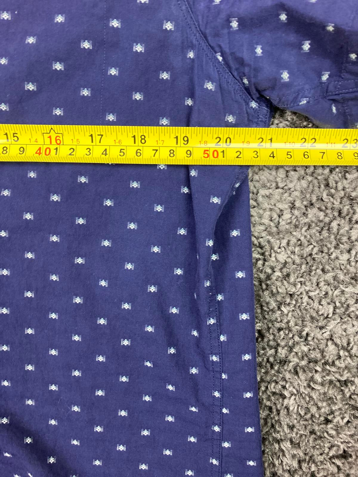 7Diamonds Atlas Short Sleeve Button Shirt Men’s Blue Pattern Size L