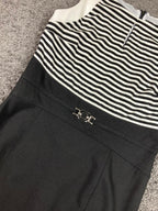 White House Black Market Dress Striped Keyhole Sheath Women’s Sz 14 Black White