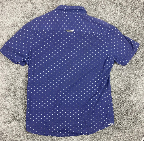 7Diamonds Atlas Short Sleeve Button Shirt Men’s Blue Pattern Size L