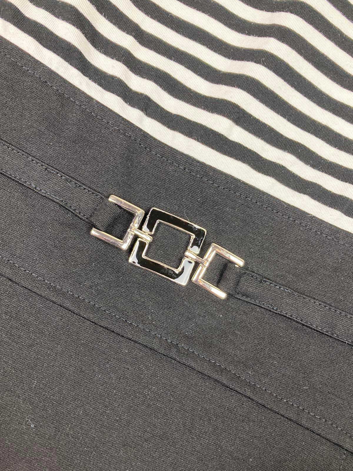 White House Black Market Dress Striped Keyhole Sheath Women’s Sz 14 Black White