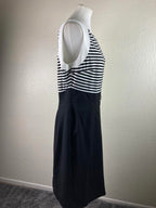 White House Black Market Dress Striped Keyhole Sheath Women’s Sz 14 Black White