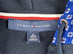 Tommy Hilfiger Womens Hoodie Sweatshirt  Navy Blue Floral Layered Hem Sz XS