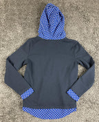 Tommy Hilfiger Womens Hoodie Sweatshirt  Navy Blue Floral Layered Hem Sz XS