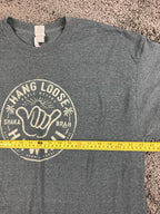 Hang Loose Hawaii T-Shirt Men's Blue Gray Shaka Graphic Poly Blend Tee Sz XL