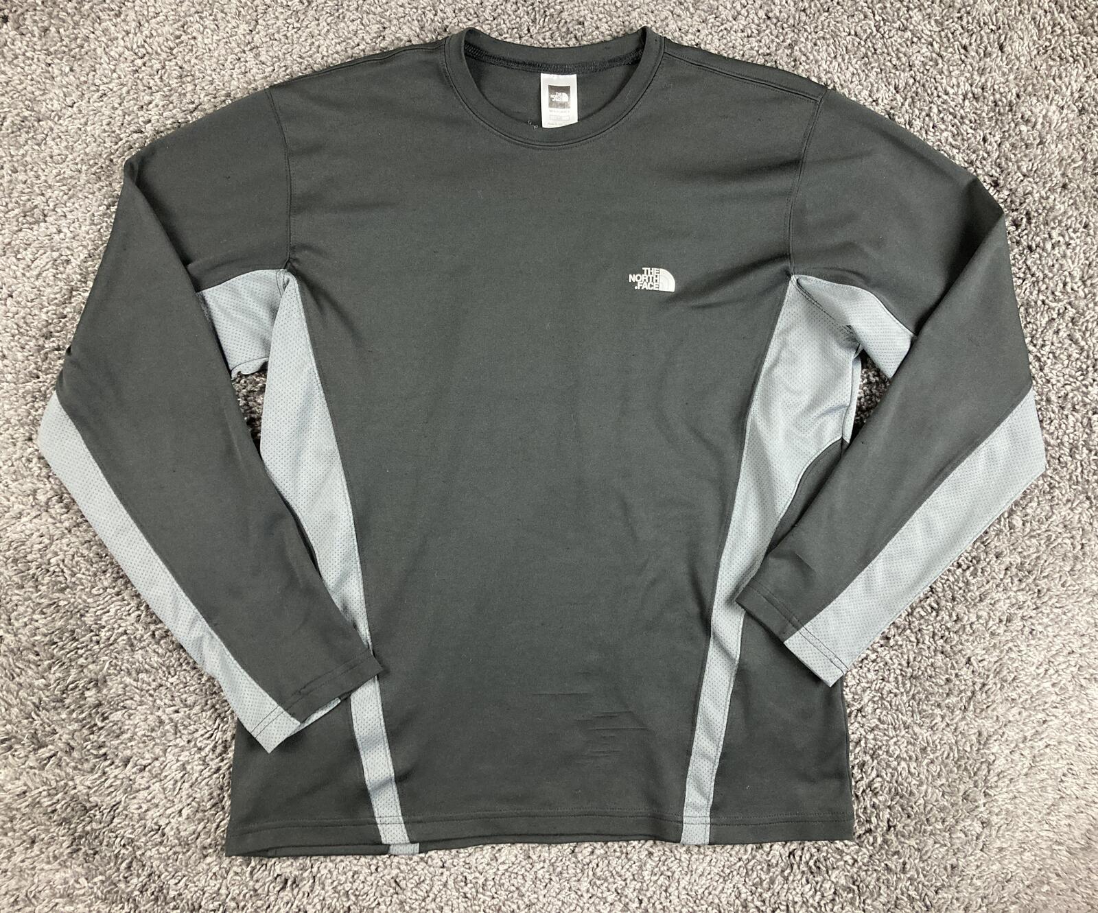 The North Face Flight Series Shirt Mens Black Gray Long Sleeve Pocket Running L
