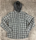 Hurley Mens Large Gray Plaid Hooded Flannel Shirt Classic Fit Long Sleeve L