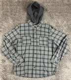 Hurley Mens Large Gray Plaid Hooded Flannel Shirt Classic Fit Long Sleeve L