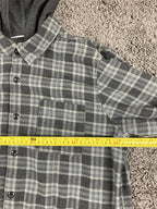 Hurley Mens Large Gray Plaid Hooded Flannel Shirt Classic Fit Long Sleeve L