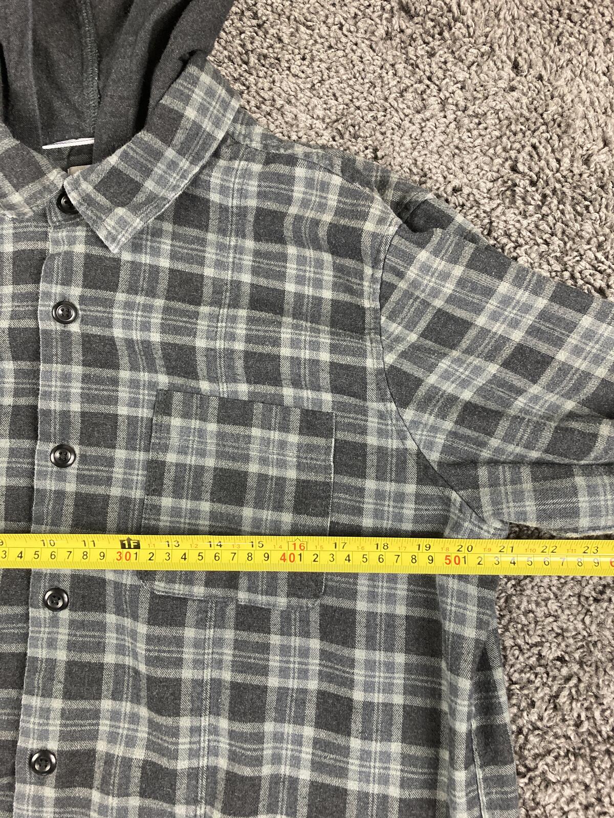 Hurley Mens Large Gray Plaid Hooded Flannel Shirt Classic Fit Long Sleeve L