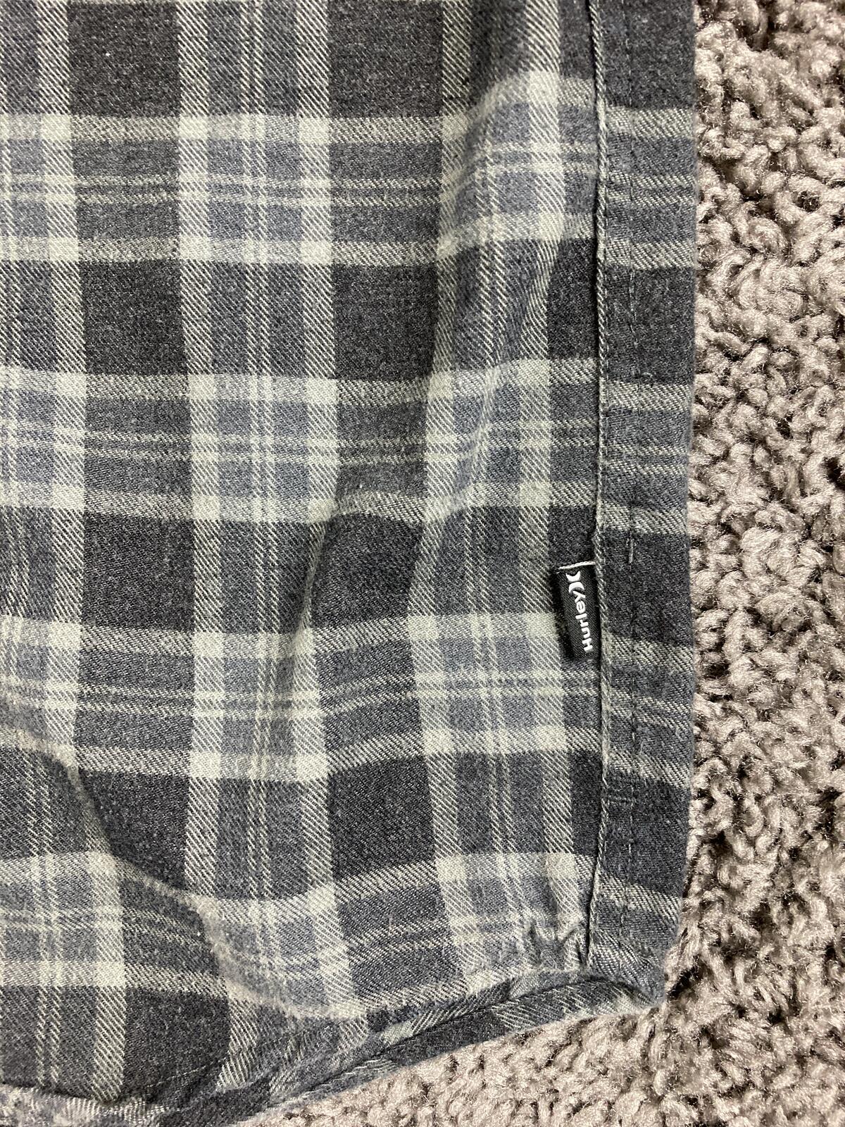 Hurley Mens Large Gray Plaid Hooded Flannel Shirt Classic Fit Long Sleeve L