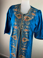 Kurta Dress Pants & Scarf Dupatta Set Women's Vintage 3-Piece Blue Embroidered