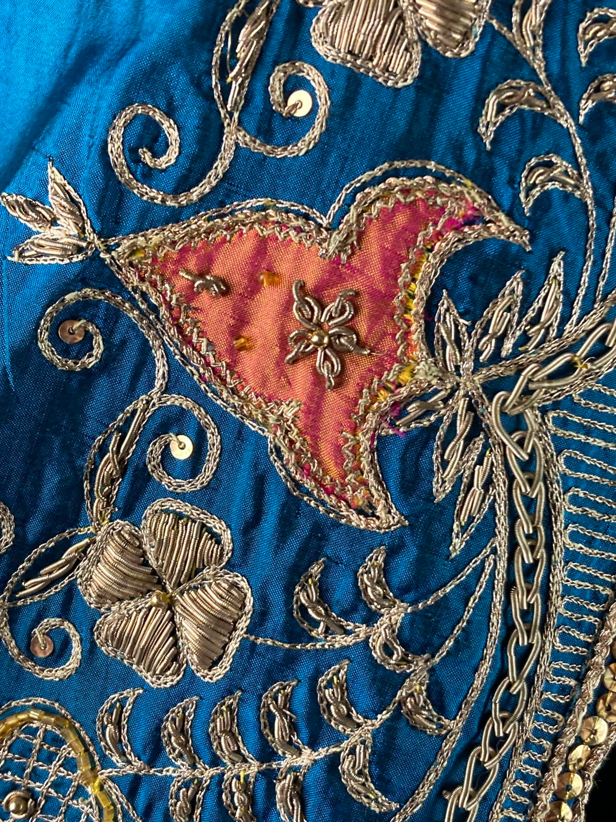Kurta Dress Pants & Scarf Dupatta Set Women's Vintage 3-Piece Blue Embroidered