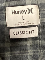 Hurley Mens Large Gray Plaid Hooded Flannel Shirt Classic Fit Long Sleeve L