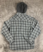 Hurley Mens Large Gray Plaid Hooded Flannel Shirt Classic Fit Long Sleeve L