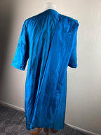 Kurta Dress Pants & Scarf Dupatta Set Women's Vintage 3-Piece Blue Embroidered