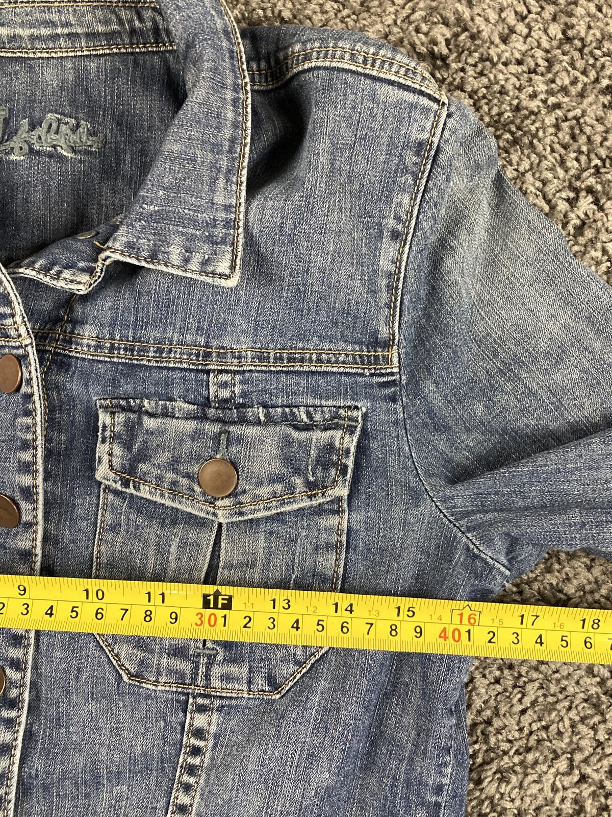 KUT from the Kloth Amelia Denim Jacket Womens Medium Wash Blue Stretch Jean Sz M