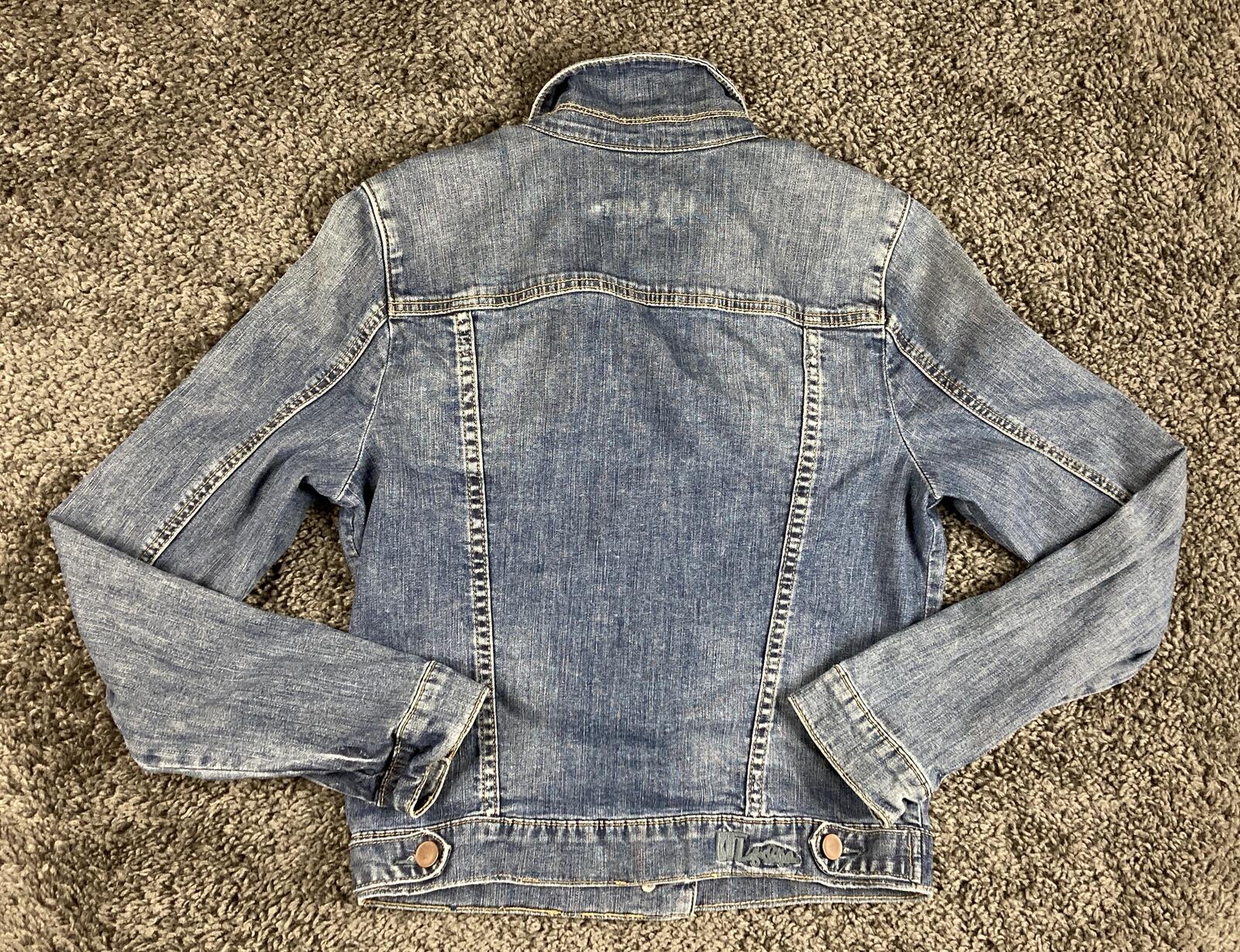 KUT from the Kloth Amelia Denim Jacket Womens Medium Wash Blue Stretch Jean Sz M