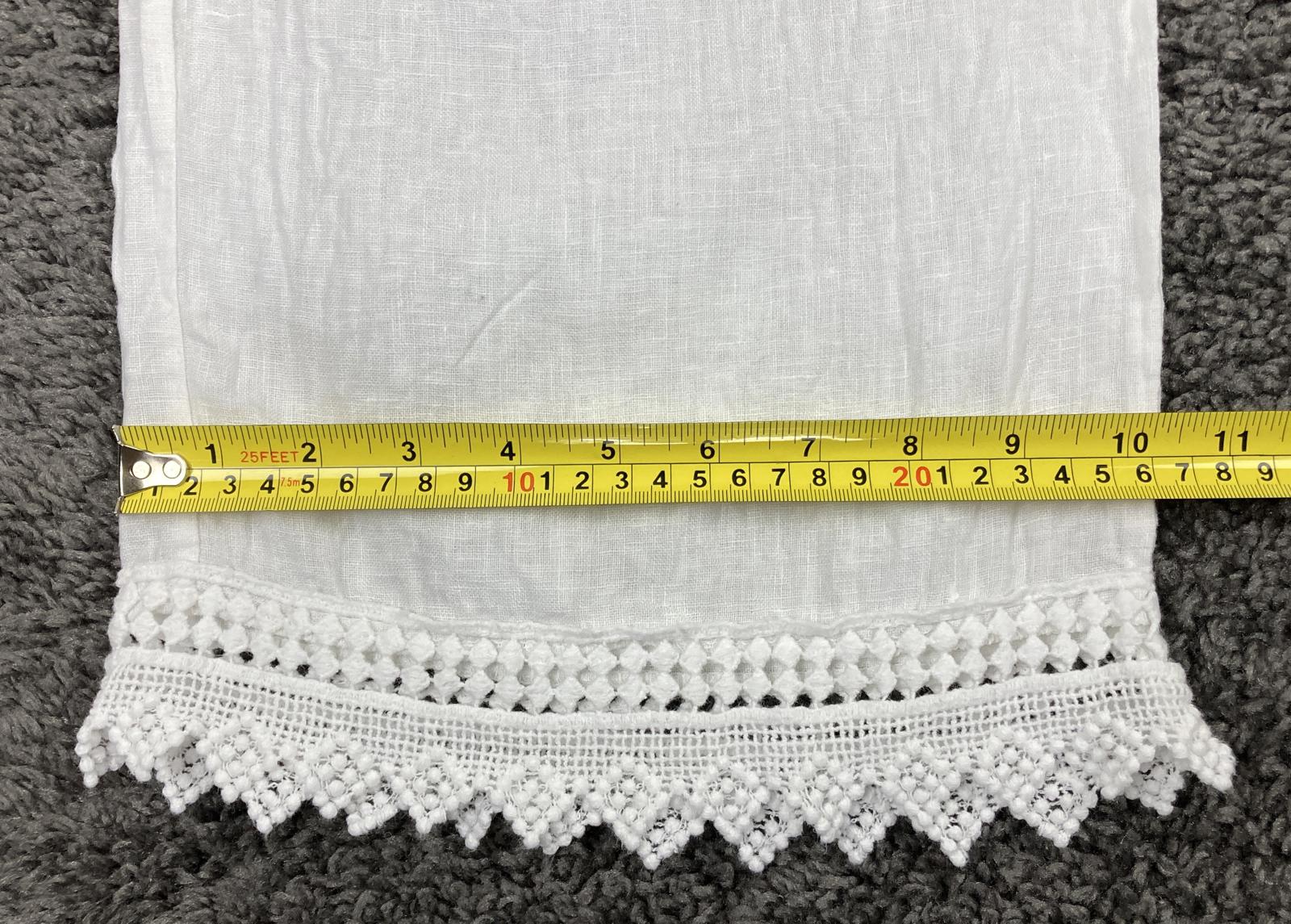 Spighe Di Lino Linen Wide Leg Pants Women's White Crochet Lace Hem Italy Size L