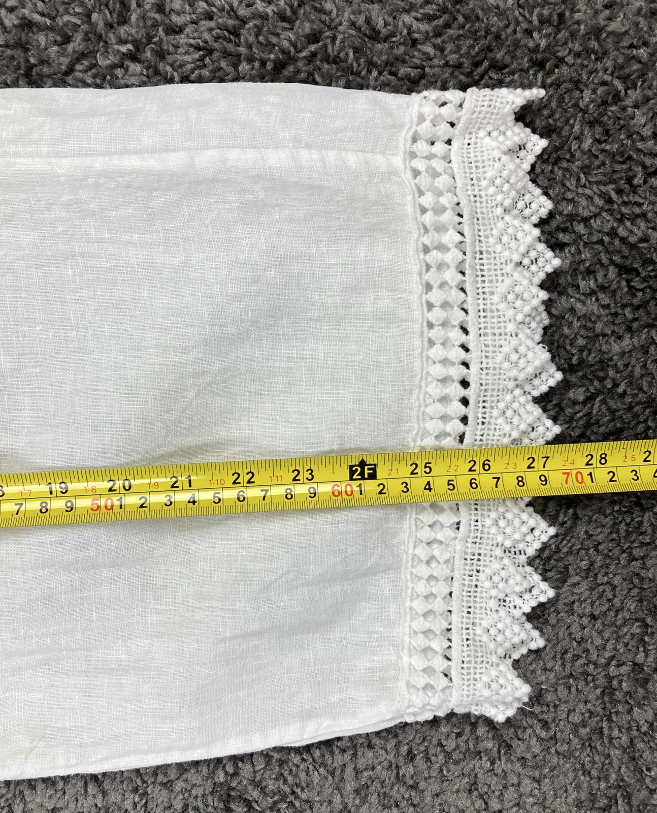 Spighe Di Lino Linen Wide Leg Pants Women's White Crochet Lace Hem Italy Size L