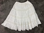 Tularosa White Skirt Thelma Cotton Lace Trim Tiered Midi Women’s Sz XS Boho
