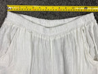 Spighe Di Lino Linen Wide Leg Pants Women's White Crochet Lace Hem Italy Size L