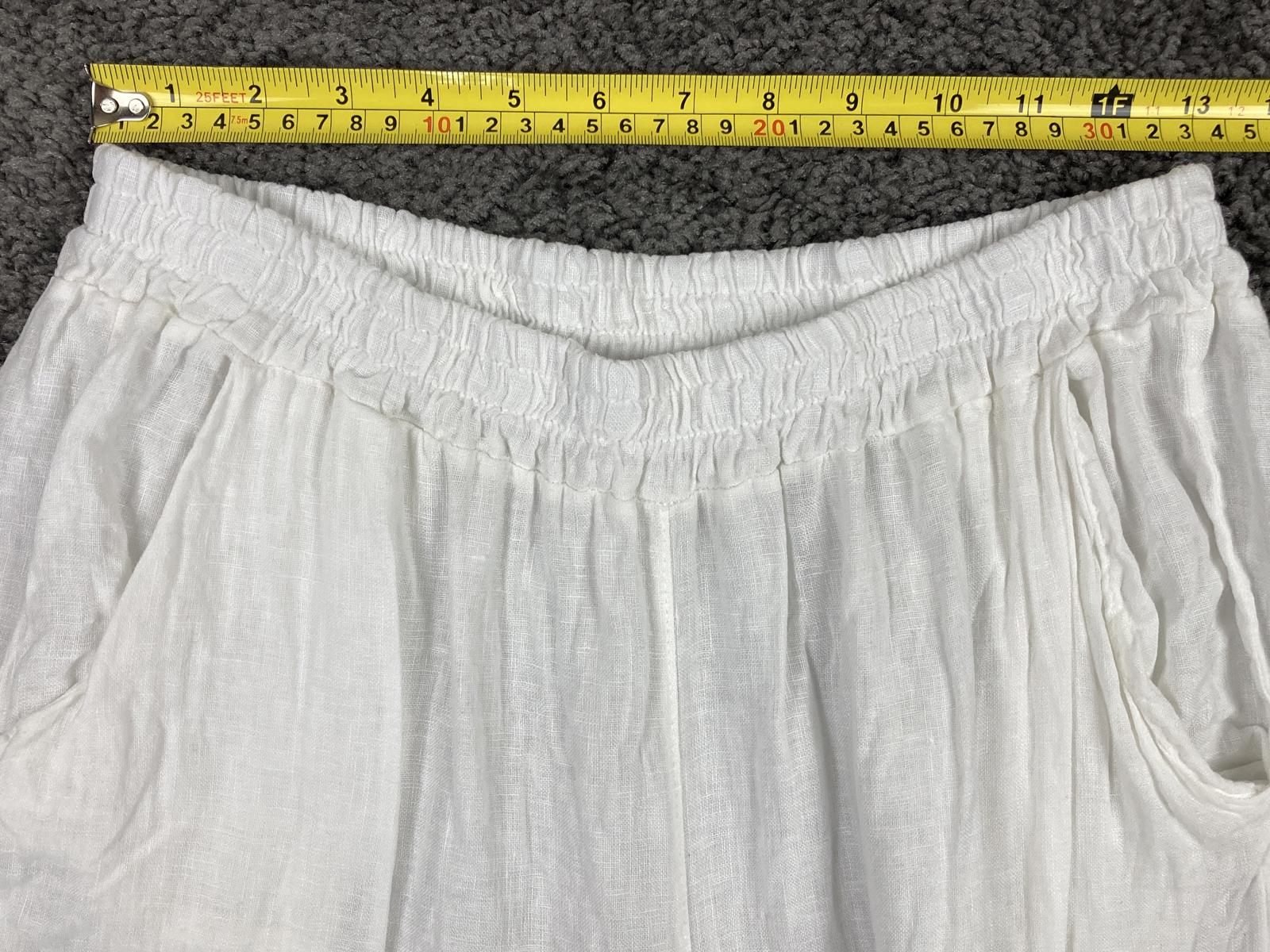 Spighe Di Lino Linen Wide Leg Pants Women's White Crochet Lace Hem Italy Size L