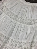 Tularosa White Skirt Thelma Cotton Lace Trim Tiered Midi Women’s Sz XS Boho