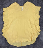 Anthropologie Ruffle Ina Dress Women's Yellow V-neck Cinch Waist Lined Sz  S/M