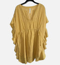 Anthropologie Ruffle Ina Dress Women's Yellow V-neck Cinch Waist Lined Sz  S/M