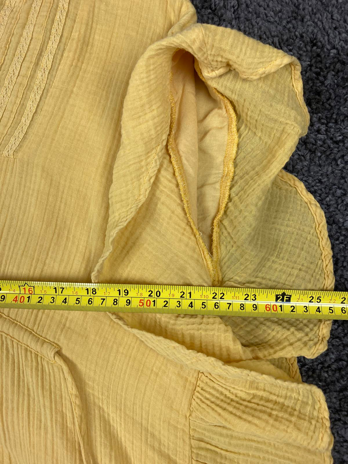 Anthropologie Ruffle Ina Dress Women's Yellow V-neck Cinch Waist Lined Sz  S/M