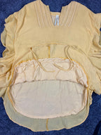 Anthropologie Ruffle Ina Dress Women's Yellow V-neck Cinch Waist Lined Sz  S/M