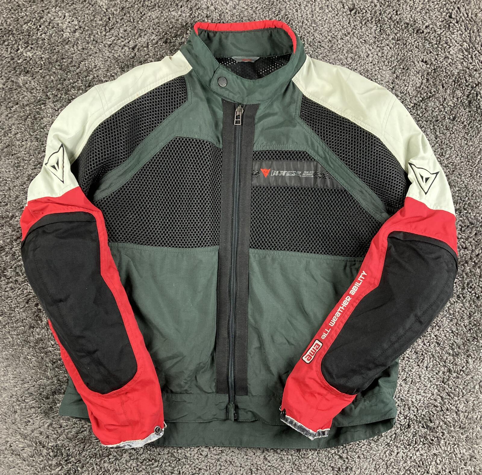 Dainese Motorcycle Mesh Riding Jacket  Green Red Shoulder Elbow Armor 58EU/48US
